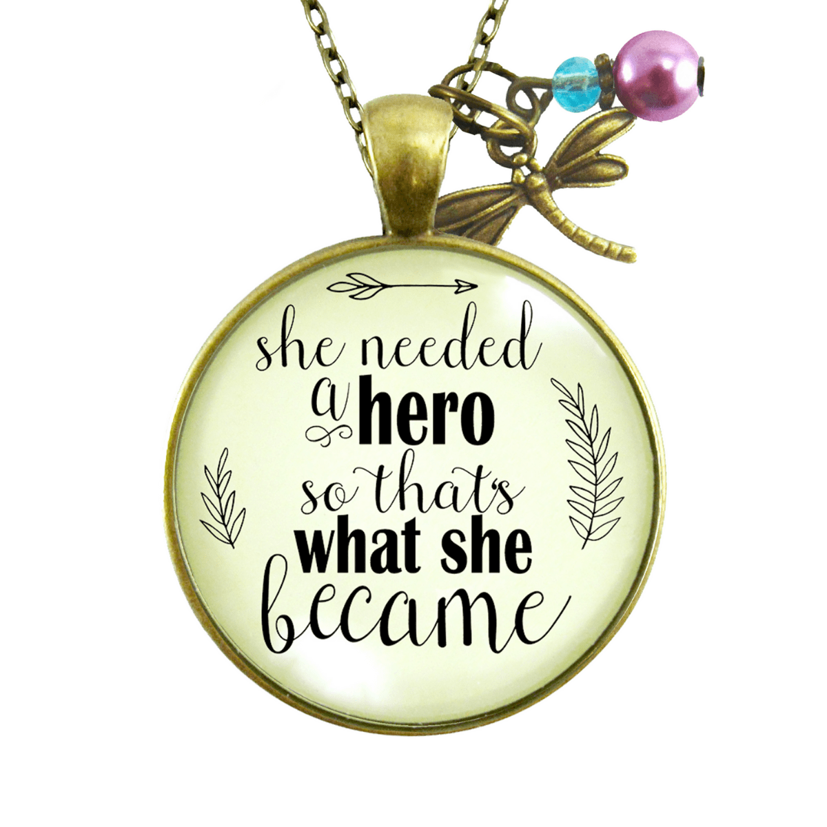 Gutsy Goodness Dragonfly Necklace She Needed a Hero Everyday Quote Jewelry - Gutsy Goodness Handmade Jewelry;Dragonfly Necklace She Needed A Hero Everyday Quote Jewelry - Gutsy Goodness Handmade Jewelry Gifts