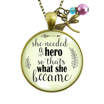 Gutsy Goodness Dragonfly Necklace She Needed a Hero Everyday Quote Jewelry - Gutsy Goodness Handmade Jewelry;Dragonfly Necklace She Needed A Hero Everyday Quote Jewelry - Gutsy Goodness Handmade Jewelry Gifts