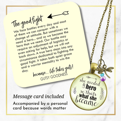 Gutsy Goodness Dragonfly Necklace She Needed a Hero Everyday Quote Jewelry - Gutsy Goodness Handmade Jewelry;Dragonfly Necklace She Needed A Hero Everyday Quote Jewelry - Gutsy Goodness Handmade Jewelry Gifts