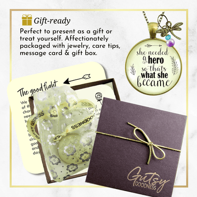 Gutsy Goodness Dragonfly Necklace She Needed a Hero Everyday Quote Jewelry - Gutsy Goodness Handmade Jewelry;Dragonfly Necklace She Needed A Hero Everyday Quote Jewelry - Gutsy Goodness Handmade Jewelry Gifts