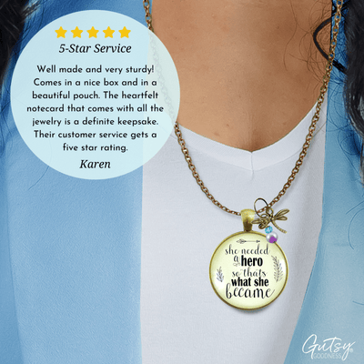 Gutsy Goodness Dragonfly Necklace She Needed a Hero Everyday Quote Jewelry - Gutsy Goodness Handmade Jewelry;Dragonfly Necklace She Needed A Hero Everyday Quote Jewelry - Gutsy Goodness Handmade Jewelry Gifts