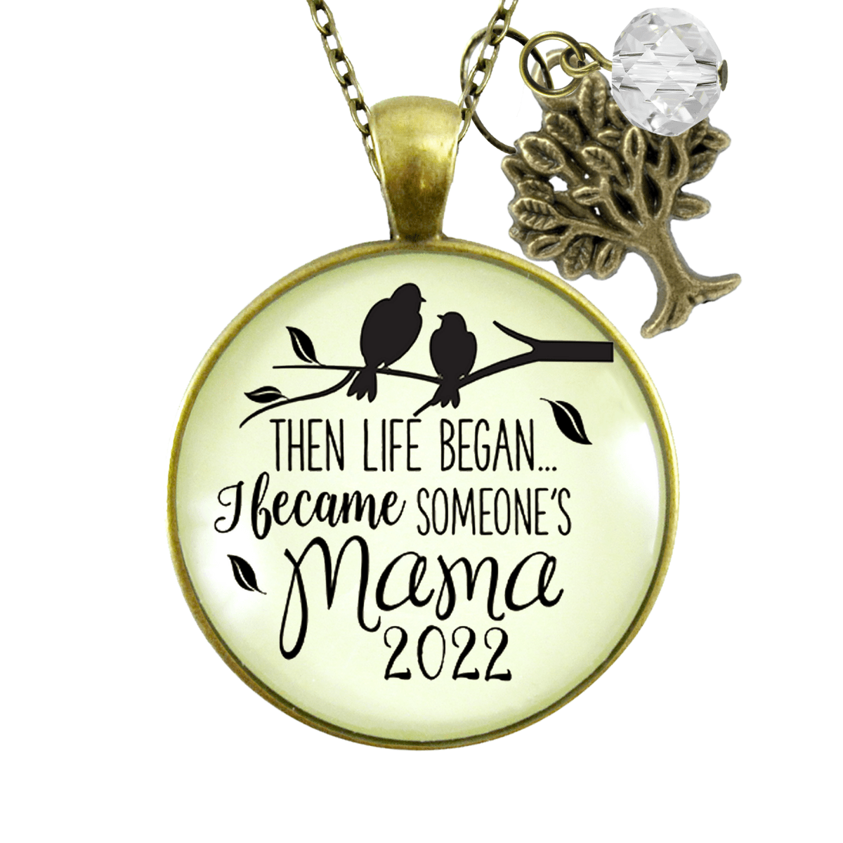 New Mom Necklace Then Life Began Mama 2022, 2021, etc Meaningful Mom Jewelry Gift - Gutsy Goodness