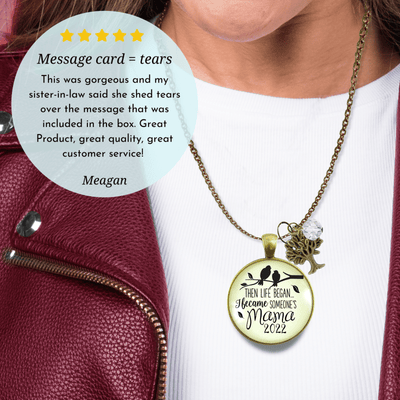 New Mom Necklace Then Life Began Mama 2022, 2021, etc Meaningful Mom Jewelry Gift - Gutsy Goodness