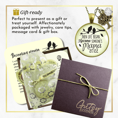 New Mom Necklace Then Life Began Mama 2022, 2021, etc Meaningful Mom Jewelry Gift - Gutsy Goodness