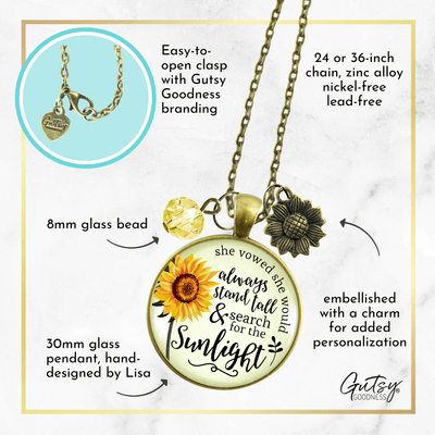 Gutsy Goodness Sunflower Necklace She Vowed Sunlight Inspiration Jewelry - Gutsy Goodness Handmade Jewelry;Sunflower Necklace She Vowed Sunlight Inspiration Jewelry - Gutsy Goodness Handmade Jewelry Gifts