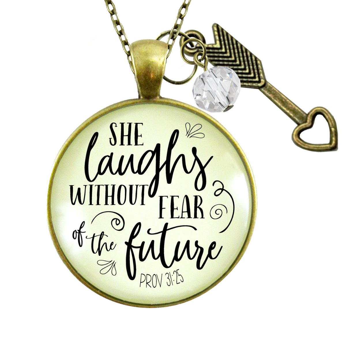 Faith Necklace She Laughs Without Fear Inspirational Pendant Jewelry For Women  Necklace - Gutsy Goodness Handmade Jewelry