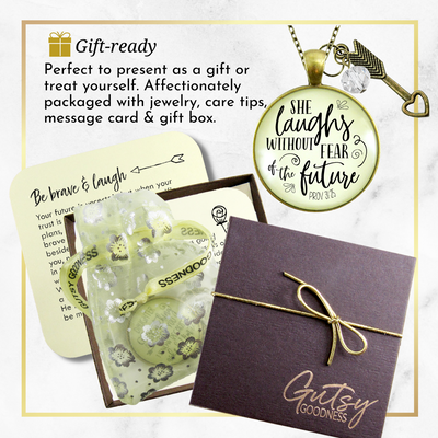 Faith Necklace She Laughs Without Fear Inspirational Pendant Jewelry For Women  Necklace - Gutsy Goodness Handmade Jewelry