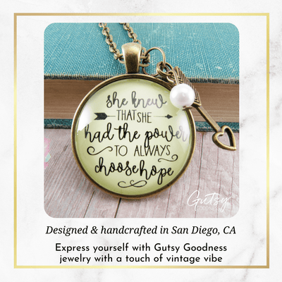 Gutsy Goodness She Knew She Had Power to Choose Hope Necklace Inspirational Jewelry - Gutsy Goodness Handmade Jewelry;She Knew She Had Power To Choose Hope Necklace Inspirational Jewelry - Gutsy Goodness Handmade Jewelry Gifts