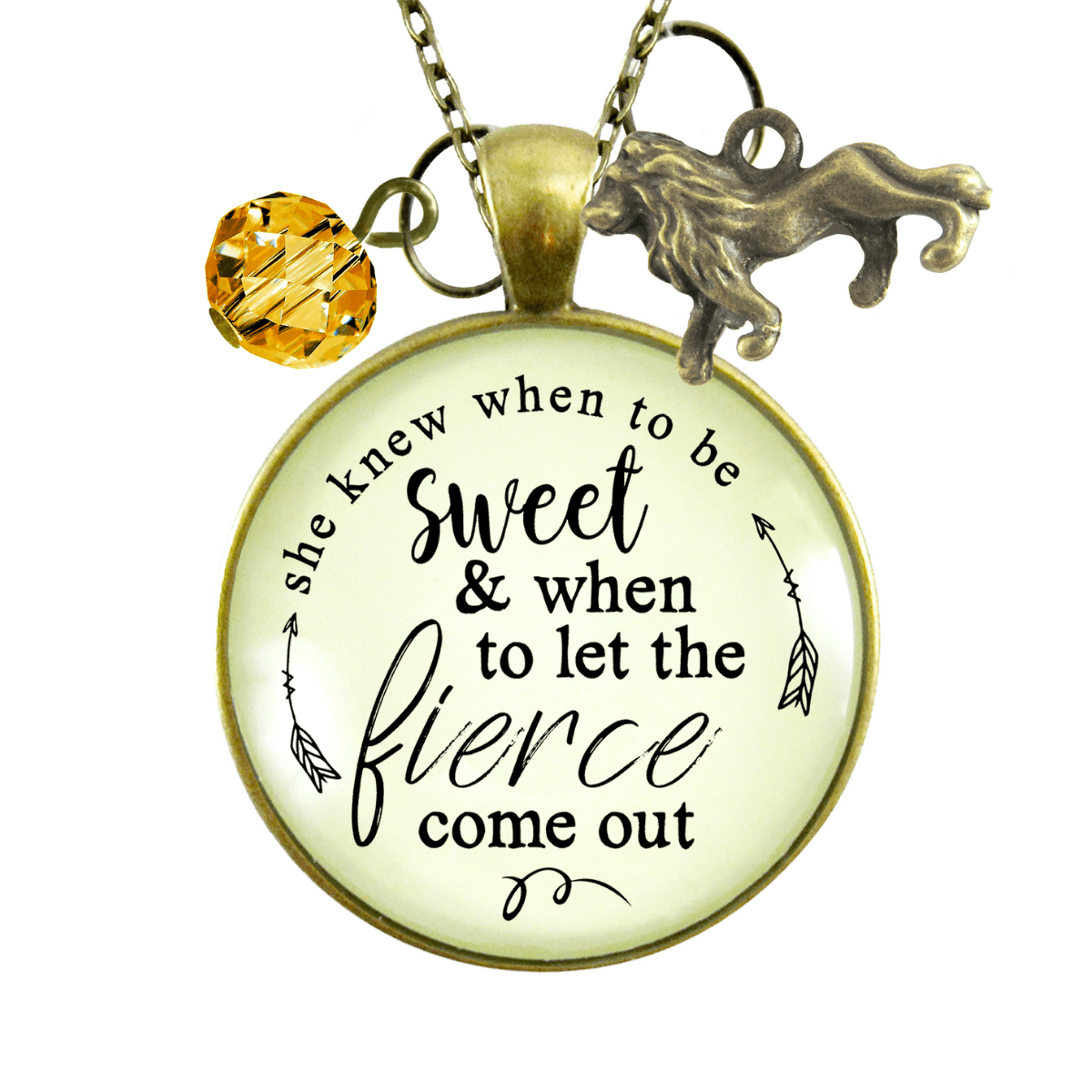 Gutsy Goodness Lion Necklace She Knew When to Be Sweet Fierce Womens Brave Life Jewelry - Gutsy Goodness;Lion Necklace She Knew When To Be Sweet Fierce Womens Brave Life Jewelry - Gutsy Goodness Handmade Jewelry Gifts