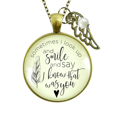 Gutsy Goodness Memorial Necklace Sometimes I Look Up Womens Grief Jewelry Angel Wing Charm - Gutsy Goodness;Memorial Necklace Sometimes I Look Up Womens Grief Jewelry Angel Wing Charm - Gutsy Goodness Handmade Jewelry Gifts