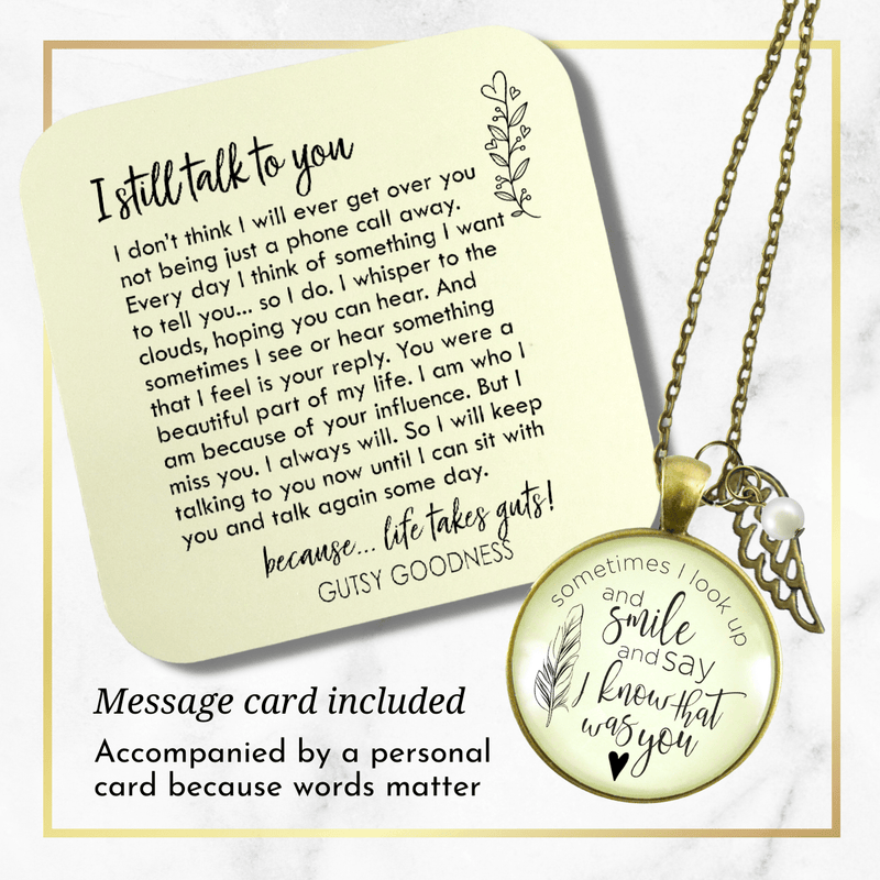 Gutsy Goodness Memorial Necklace Sometimes I Look Up Womens Grief Jewelry Angel Wing Charm - Gutsy Goodness;Memorial Necklace Sometimes I Look Up Womens Grief Jewelry Angel Wing Charm - Gutsy Goodness Handmade Jewelry Gifts