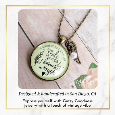 Gutsy Goodness Memorial Necklace Sometimes I Look Up Womens Grief Jewelry Angel Wing Charm - Gutsy Goodness;Memorial Necklace Sometimes I Look Up Womens Grief Jewelry Angel Wing Charm - Gutsy Goodness Handmade Jewelry Gifts