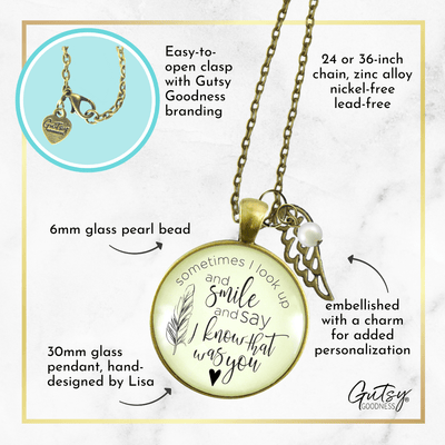 Gutsy Goodness Memorial Necklace Sometimes I Look Up Womens Grief Jewelry Angel Wing Charm - Gutsy Goodness;Memorial Necklace Sometimes I Look Up Womens Grief Jewelry Angel Wing Charm - Gutsy Goodness Handmade Jewelry Gifts