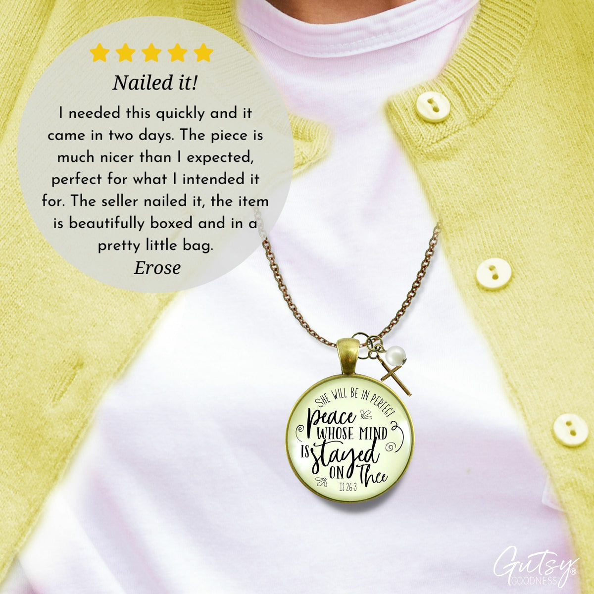 Gutsy Goodness Peaceful Necklace She Will Perfect Peace Faith Verse Jewelry - Gutsy Goodness Handmade Jewelry;Peaceful Necklace She Will Perfect Peace Faith Verse Jewelry - Gutsy Goodness Handmade Jewelry Gifts