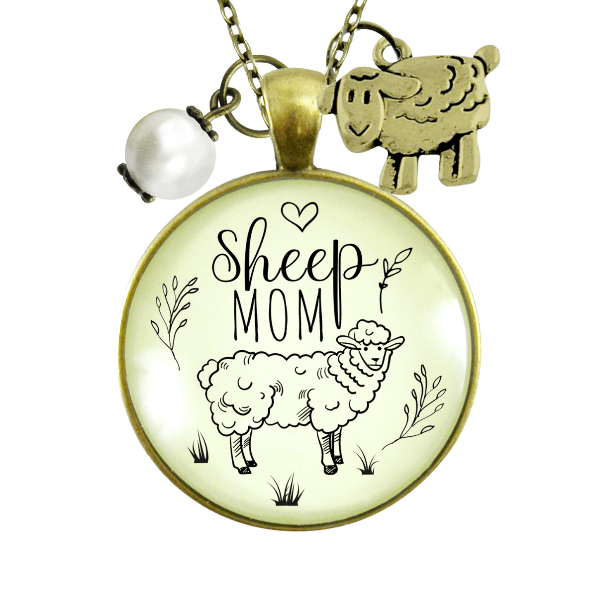 Gutsy Goodness Sheep Mom Necklace Farm Animal Vintage Style Quote Jewelry - Gutsy Goodness;Sheep Mom Necklace Farm Animal Vintage Style Quote Jewelry - Gutsy Goodness Handmade Jewelry Gifts