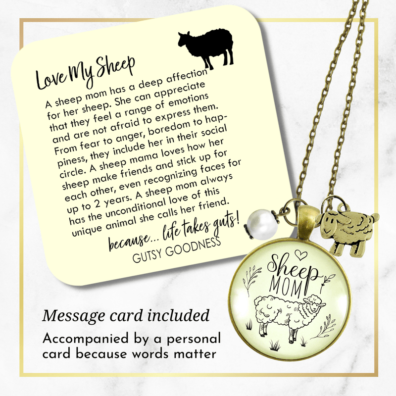 Gutsy Goodness Sheep Mom Necklace Farm Animal Vintage Style Quote Jewelry - Gutsy Goodness;Sheep Mom Necklace Farm Animal Vintage Style Quote Jewelry - Gutsy Goodness Handmade Jewelry Gifts