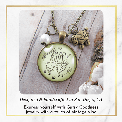 Gutsy Goodness Sheep Mom Necklace Farm Animal Vintage Style Quote Jewelry - Gutsy Goodness;Sheep Mom Necklace Farm Animal Vintage Style Quote Jewelry - Gutsy Goodness Handmade Jewelry Gifts