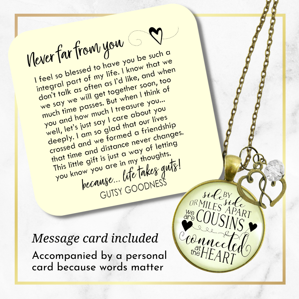 Gutsy Goodness Cousin Necklace Side by Side Long Distance Family Heart Jewelry Gift Open Heart - Gutsy Goodness;Cousin Necklace Side By Side Long Distance Family Heart Jewelry Gift Open Heart - Gutsy Goodness Handmade Jewelry Gifts