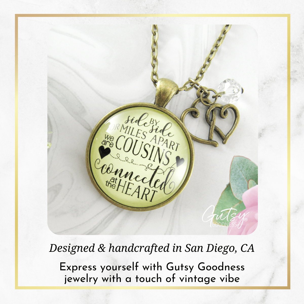 Gutsy Goodness Cousin Necklace Side by Side Long Distance Family Heart Jewelry Gift Open Heart - Gutsy Goodness;Cousin Necklace Side By Side Long Distance Family Heart Jewelry Gift Open Heart - Gutsy Goodness Handmade Jewelry Gifts