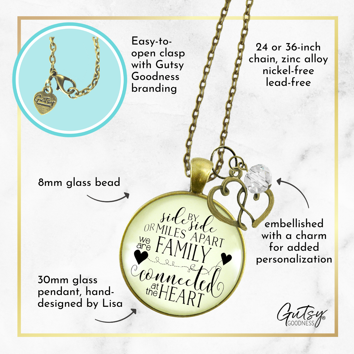 Gutsy Goodness My Family Necklace Side by Side Long Distance Gift Charm Jewelry - Gutsy Goodness;My Family Necklace Side By Side Long Distance Gift Charm Jewelry - Gutsy Goodness Handmade Jewelry Gifts