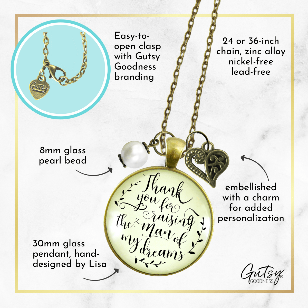 Gutsy Goodness To Her Mother in Law Necklace Thank You Raising Man I Dreamed Wedding Gift - Gutsy Goodness Handmade Jewelry;To Her Mother In Law Necklace Thank You Raising Man I Dreamed Wedding Gift - Gutsy Goodness Handmade Jewelry Gifts