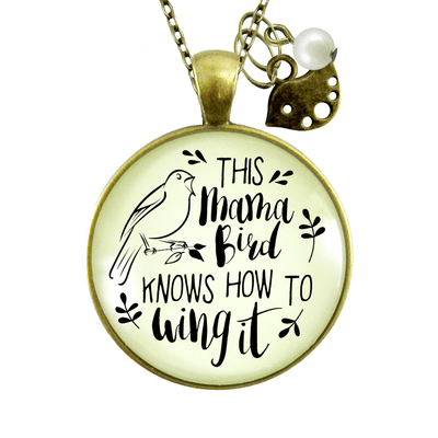 Mama Bird Necklace 1 Child Wings It Baby Bird Charm Gift Mom Jewelry - Gutsy Goodness;Mama Bird Necklace 1 Child Wings It Baby Bird Charm Gift Mom Jewelry - Gutsy Goodness Handmade Jewelry Gifts