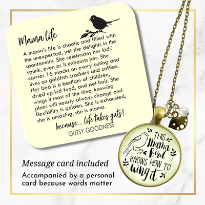 Mama Bird Necklace 1 Child Wings It Baby Bird Charm Gift Mom Jewelry - Gutsy Goodness;Mama Bird Necklace 1 Child Wings It Baby Bird Charm Gift Mom Jewelry - Gutsy Goodness Handmade Jewelry Gifts