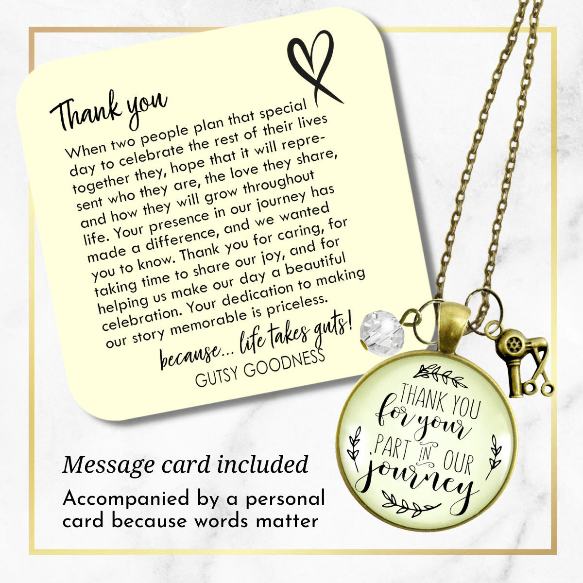 Gutsy Goodness Hairdresser Gift Necklace Thank You For Your Part For Stylist Charm - Gutsy Goodness Handmade Jewelry;Hairdresser Gift Necklace Thank You For Your Part For Stylist Charm - Gutsy Goodness Handmade Jewelry Gifts