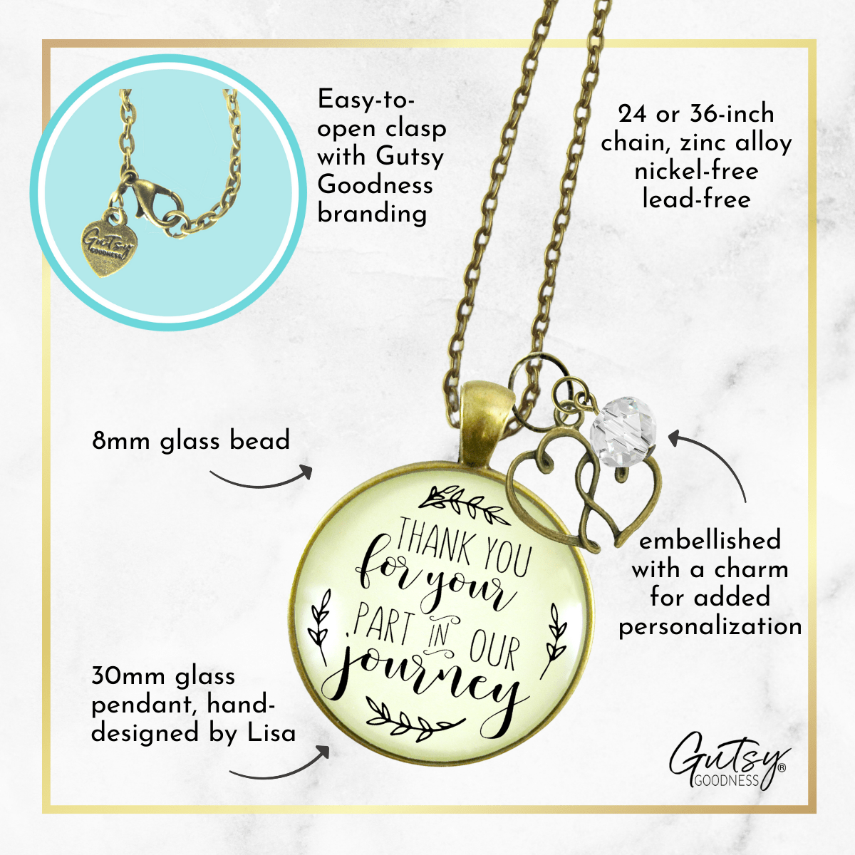 Gutsy Goodness Wedding Officiant Gift Necklace Thank You for Your Part Heart Charm - Gutsy Goodness Handmade Jewelry;Wedding Officiant Gift Necklace Thank You For Your Part Heart Charm - Gutsy Goodness Handmade Jewelry Gifts