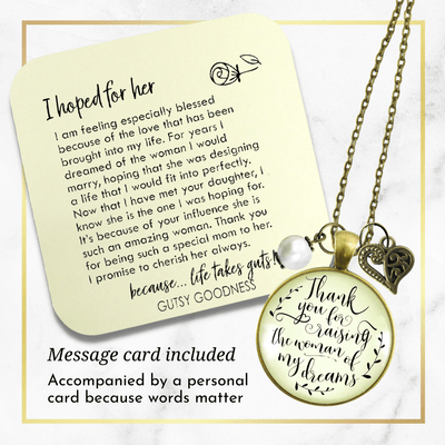 Gutsy Goodness His Mother In Law Necklace Thank You Raising Woman Of Dreams Mom Wedding Jewelry - Gutsy Goodness;His Mother In Law Necklace Thank You Raising Woman Of Dreams Mom Wedding Jewelry - Gutsy Goodness Handmade Jewelry Gifts