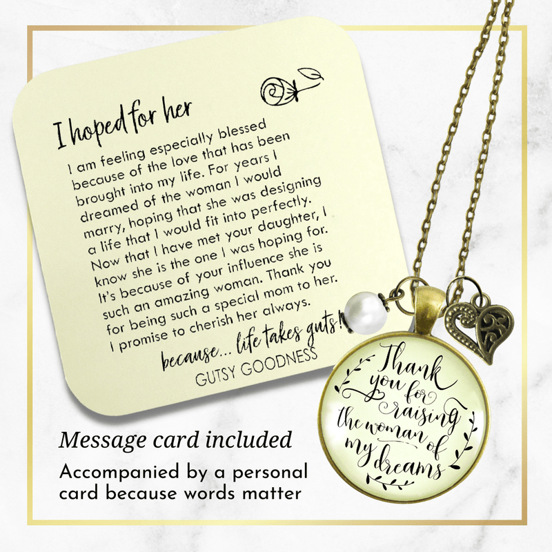 Gutsy Goodness His Mother In Law Necklace Thank You Raising Woman Of Dreams Mom Wedding Jewelry - Gutsy Goodness;His Mother In Law Necklace Thank You Raising Woman Of Dreams Mom Wedding Jewelry - Gutsy Goodness Handmade Jewelry Gifts