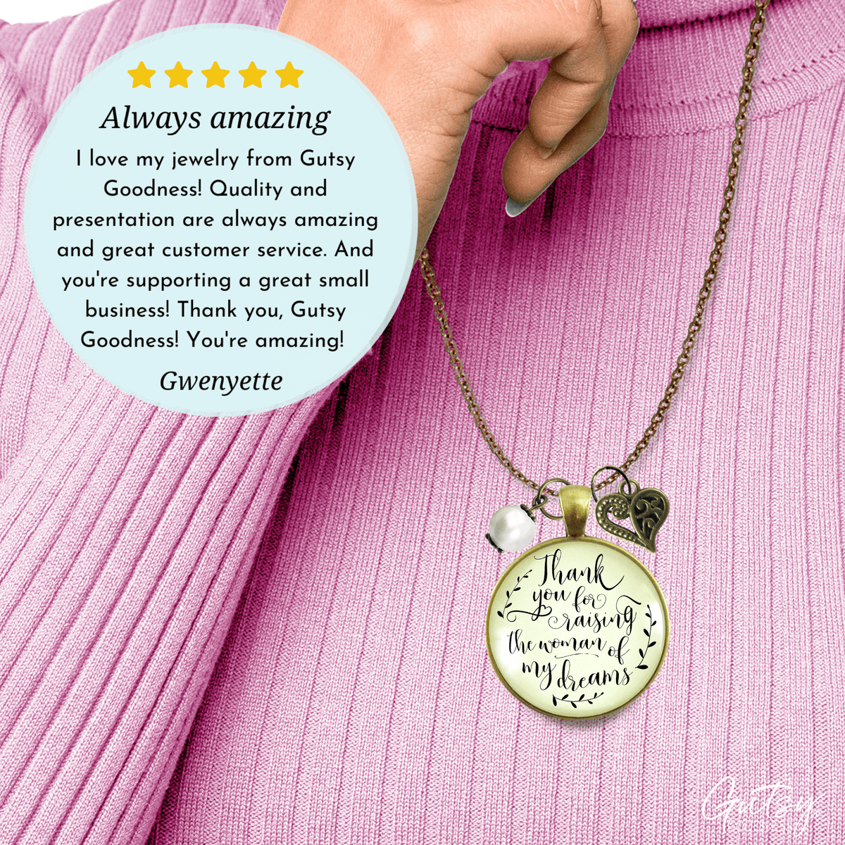 Gutsy Goodness His Mother In Law Necklace Thank You Raising Woman Of Dreams Mom Wedding Jewelry - Gutsy Goodness;His Mother In Law Necklace Thank You Raising Woman Of Dreams Mom Wedding Jewelry - Gutsy Goodness Handmade Jewelry Gifts