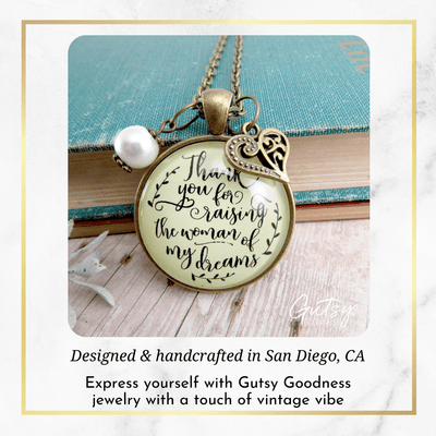 Gutsy Goodness His Mother In Law Necklace Thank You Raising Woman Of Dreams Mom Wedding Jewelry - Gutsy Goodness;His Mother In Law Necklace Thank You Raising Woman Of Dreams Mom Wedding Jewelry - Gutsy Goodness Handmade Jewelry Gifts
