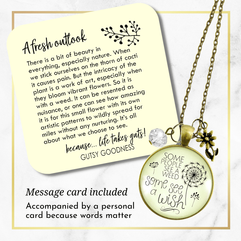 Gutsy Goodness Dandelion Necklace Some See Wish Positive Thinking Jewelry - Gutsy Goodness Handmade Jewelry;Dandelion Necklace Some See Wish Positive Thinking Jewelry - Gutsy Goodness Handmade Jewelry Gifts