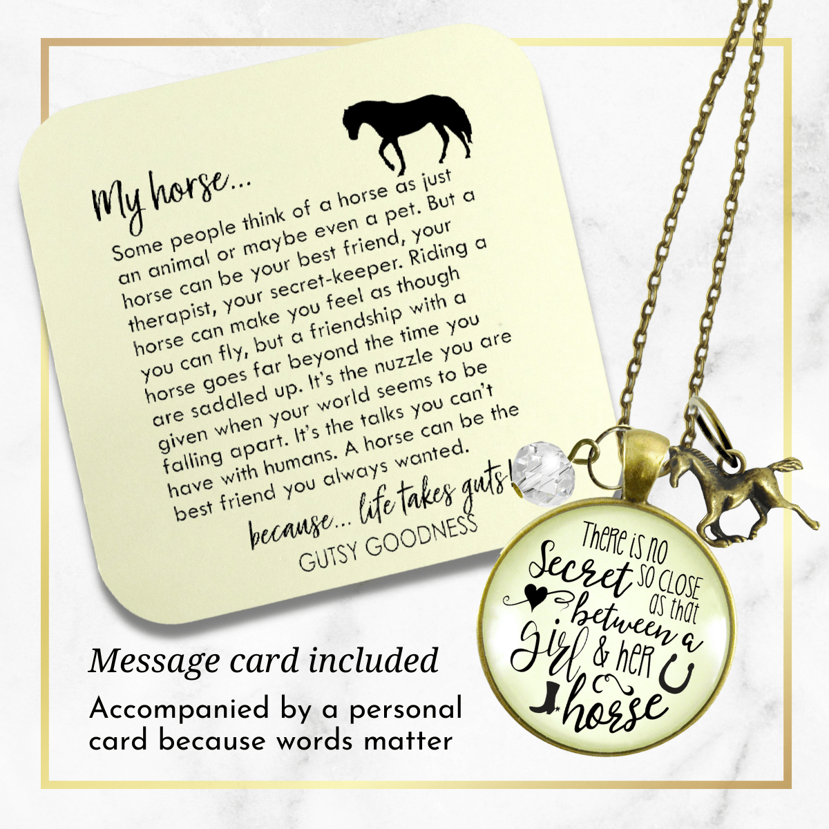 Gutsy Goodness Horse Necklace Equestrian Country Theme Quote Jewelry Galloping Charm - Gutsy Goodness Handmade Jewelry;Horse Necklace Equestrian Country Theme Quote Jewelry Galloping Charm - Gutsy Goodness Handmade Jewelry Gifts