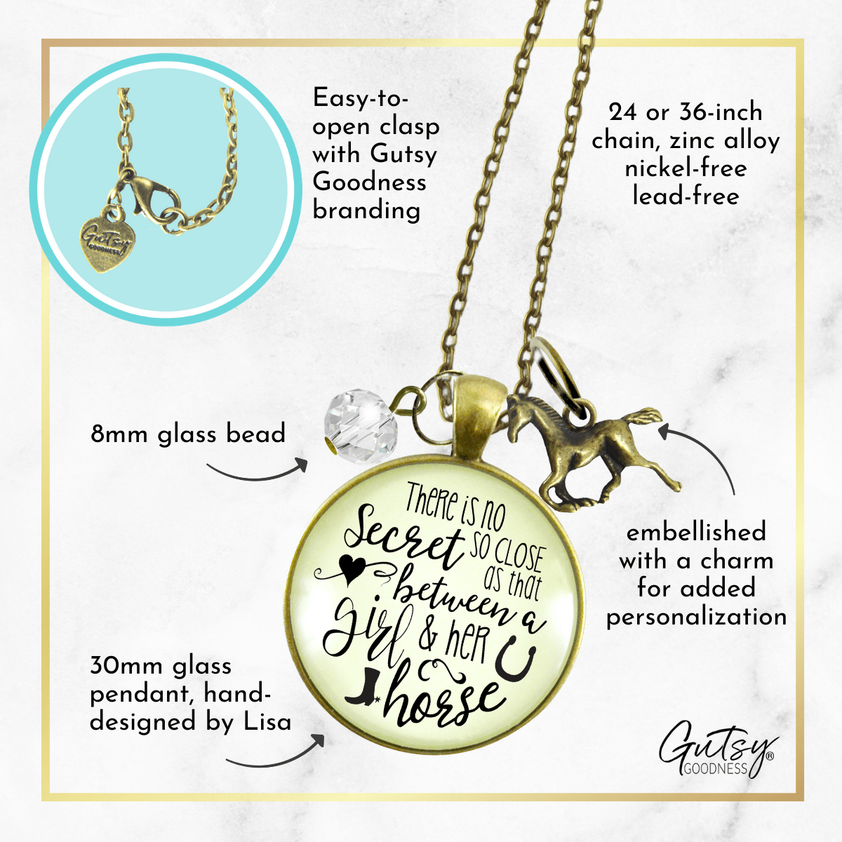 Gutsy Goodness Horse Necklace Equestrian Country Theme Quote Jewelry Galloping Charm - Gutsy Goodness Handmade Jewelry;Horse Necklace Equestrian Country Theme Quote Jewelry Galloping Charm - Gutsy Goodness Handmade Jewelry Gifts