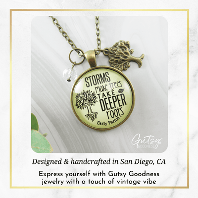 Storms Make Trees Take Deeper Roots Necklace Tree Charm - Gutsy Goodness