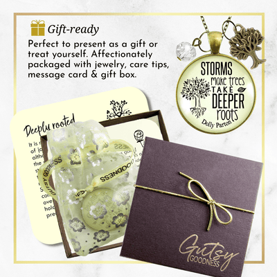 Storms Make Trees Take Deeper Roots Necklace Tree Charm - Gutsy Goodness