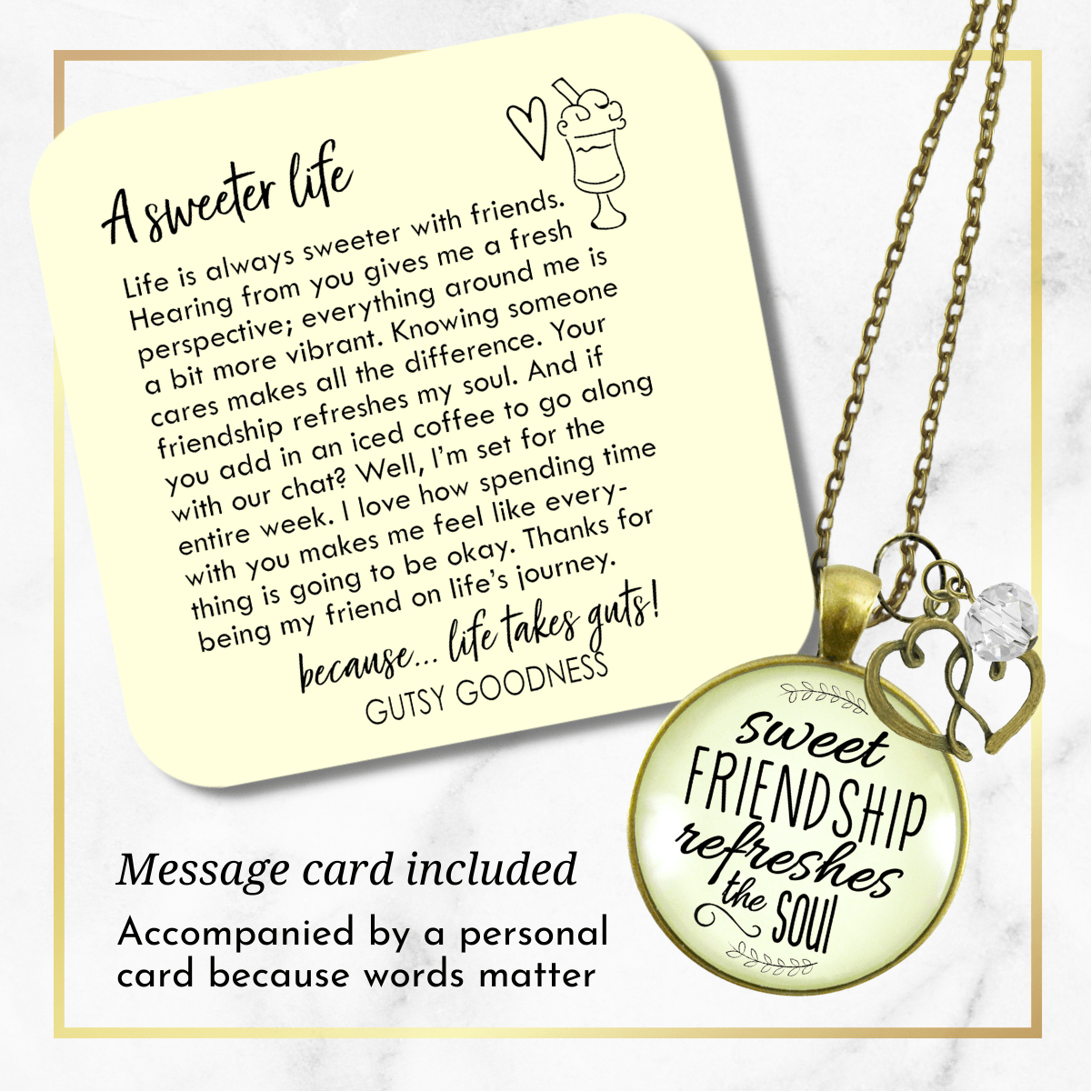 Gutsy Goodness Friendship Necklace Sweet Refreshes Soul Faith Life Quote Jewelry - Gutsy Goodness Handmade Jewelry;Friendship Necklace Sweet Refreshes Soul Faith Life Quote Jewelry - Gutsy Goodness Handmade Jewelry Gifts