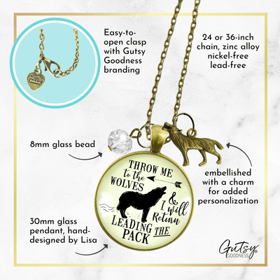 Gutsy Goodness Wolf Necklace Throw Me to Wolves Leading Pack Survivor Jewelry Charm - Gutsy Goodness Handmade Jewelry;Wolf Necklace Throw Me To Wolves Leading Pack Survivor Jewelry Charm - Gutsy Goodness Handmade Jewelry Gifts