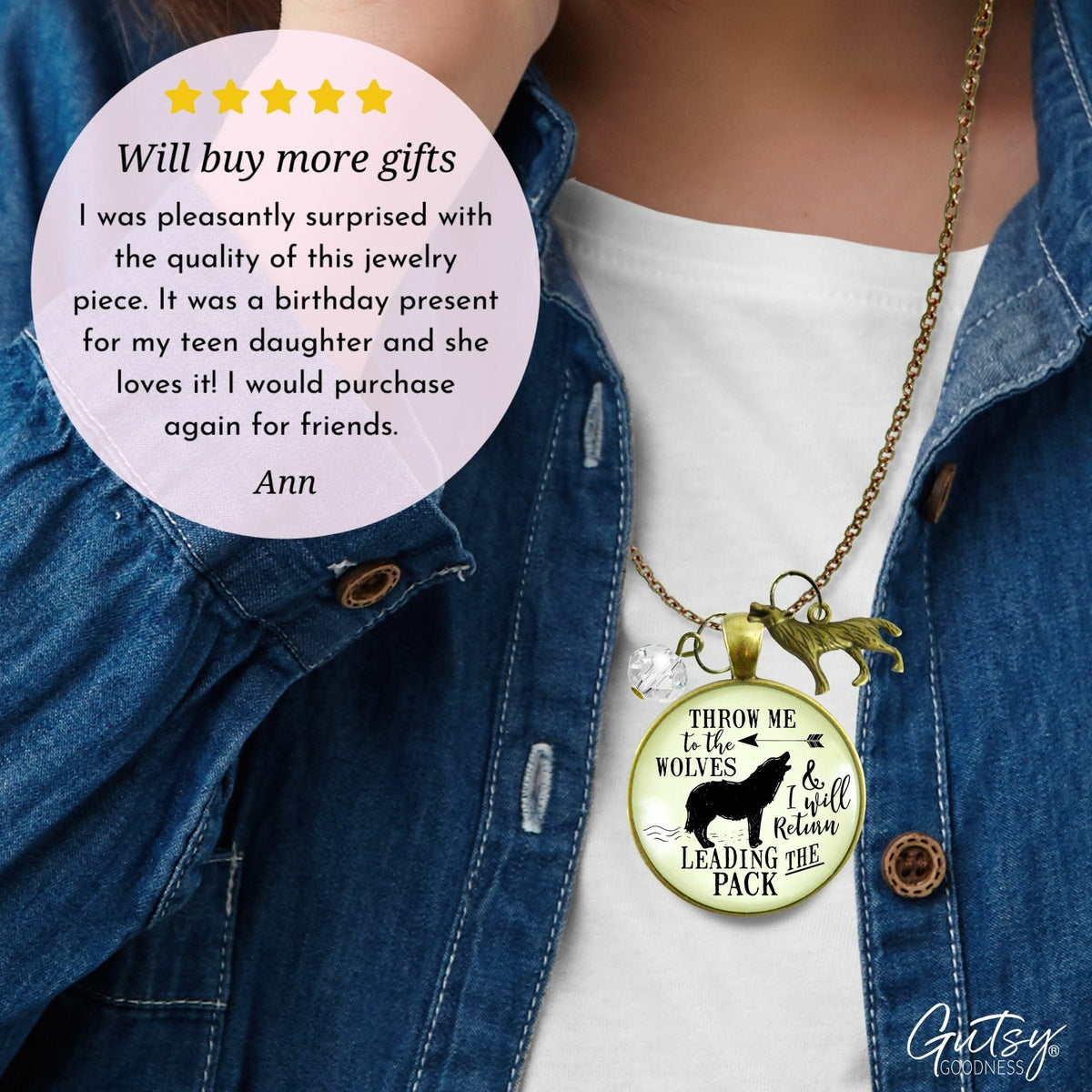 Gutsy Goodness Wolf Necklace Throw Me to Wolves Leading Pack Survivor Jewelry Charm - Gutsy Goodness Handmade Jewelry;Wolf Necklace Throw Me To Wolves Leading Pack Survivor Jewelry Charm - Gutsy Goodness Handmade Jewelry Gifts
