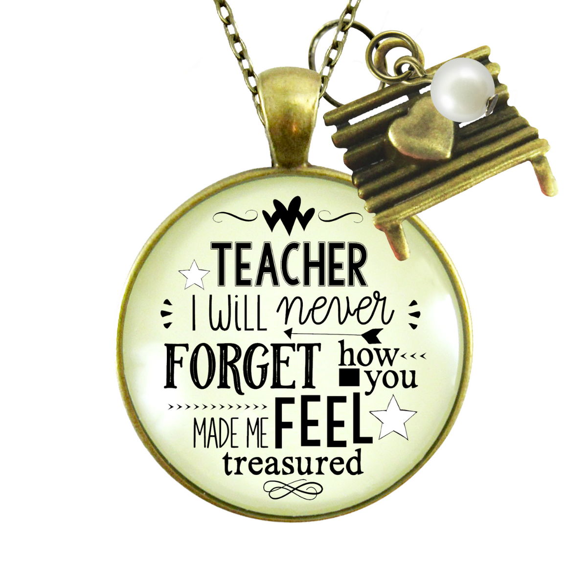Teacher Necklace I Will Never Forget Jewelry Appreciation Gift  Necklace - Gutsy Goodness Handmade Jewelry