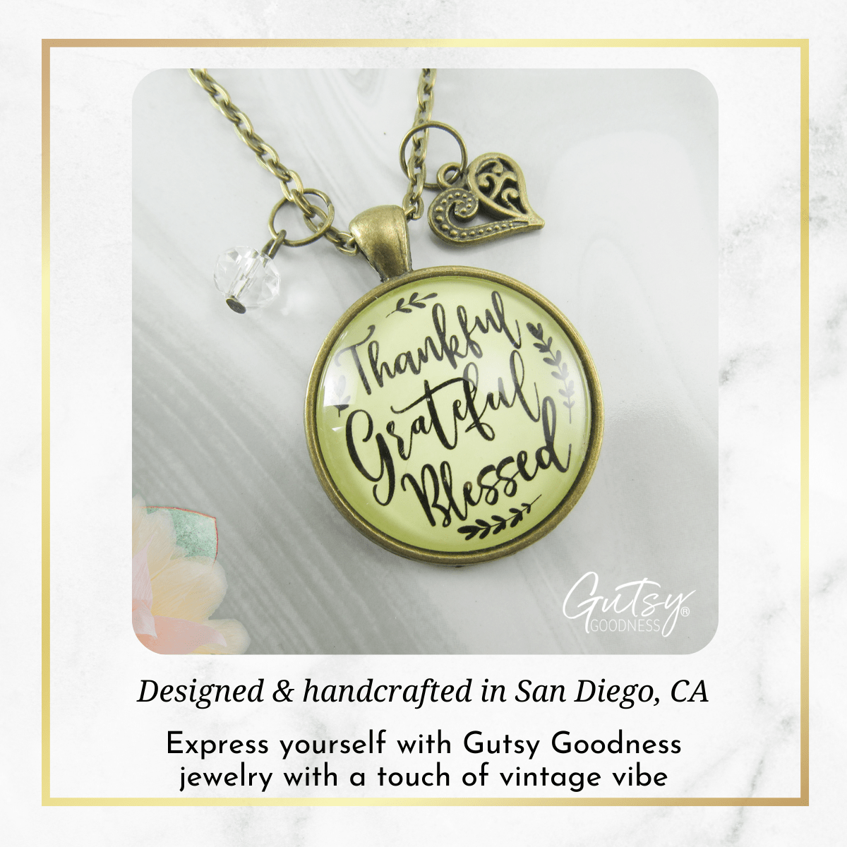 Gutsy Goodness Thankful Grateful Blessed Necklace Blessing Words Womens Jewelry - Gutsy Goodness Handmade Jewelry;Thankful Grateful Blessed Necklace Blessing Words Womens Jewelry - Gutsy Goodness Handmade Jewelry Gifts