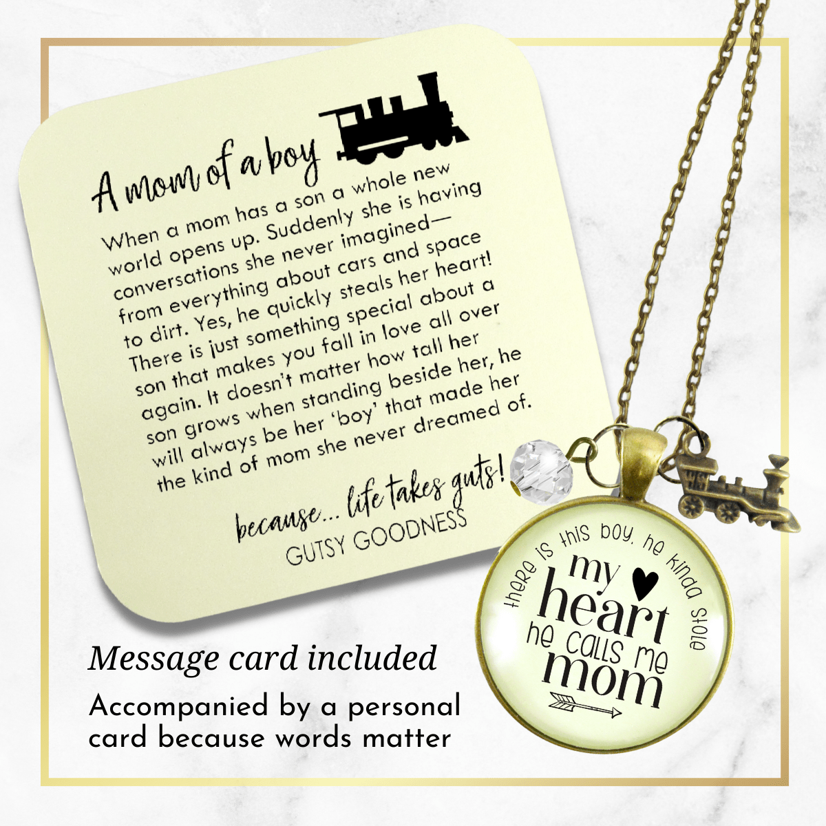 Gutsy Goodness Mom of Son Necklace This Boy He Kinda Stole My Heart Train Motherhood Jewelry - Gutsy Goodness Handmade Jewelry;Mom Of Son Necklace This Boy He Kinda Stole My Heart Train Motherhood Jewelry - Gutsy Goodness Handmade Jewelry Gifts