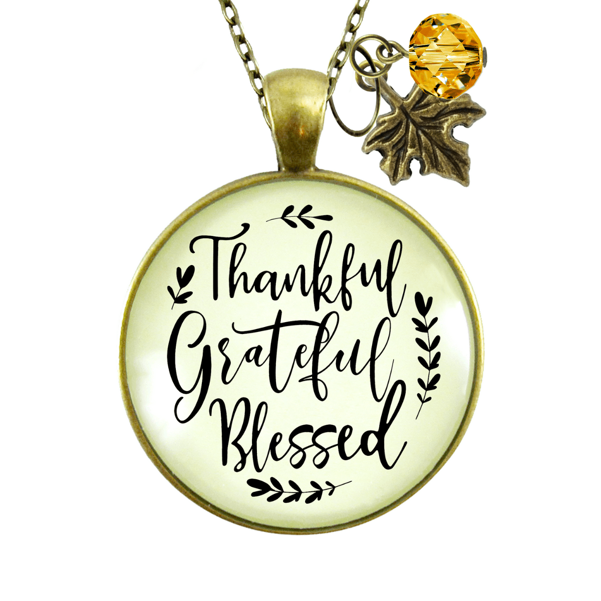 Gutsy Goodness Autumn Necklace Thankful Grateful Blessed Inspirational Leaf Jewelry - Gutsy Goodness Handmade Jewelry;Autumn Necklace Thankful Grateful Blessed Inspirational Leaf Jewelry - Gutsy Goodness Handmade Jewelry Gifts