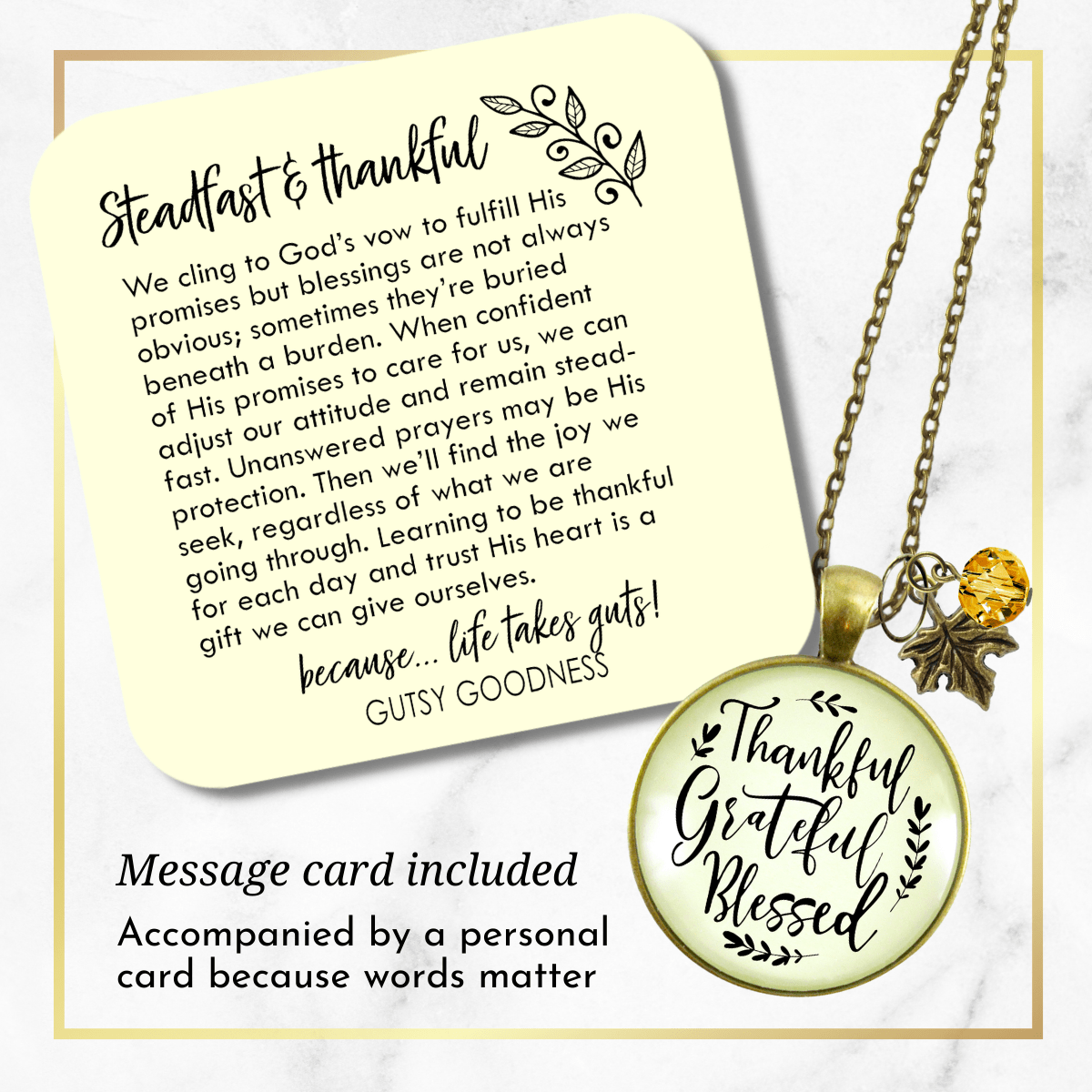 Gutsy Goodness Autumn Necklace Thankful Grateful Blessed Inspirational Leaf Jewelry - Gutsy Goodness Handmade Jewelry;Autumn Necklace Thankful Grateful Blessed Inspirational Leaf Jewelry - Gutsy Goodness Handmade Jewelry Gifts