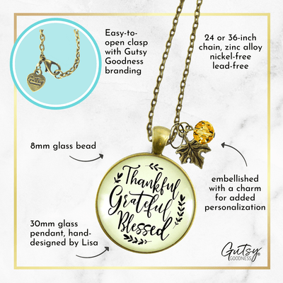 Gutsy Goodness Autumn Necklace Thankful Grateful Blessed Inspirational Leaf Jewelry - Gutsy Goodness Handmade Jewelry;Autumn Necklace Thankful Grateful Blessed Inspirational Leaf Jewelry - Gutsy Goodness Handmade Jewelry Gifts