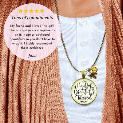 Gutsy Goodness Autumn Necklace Thankful Grateful Blessed Inspirational Leaf Jewelry - Gutsy Goodness Handmade Jewelry;Autumn Necklace Thankful Grateful Blessed Inspirational Leaf Jewelry - Gutsy Goodness Handmade Jewelry Gifts