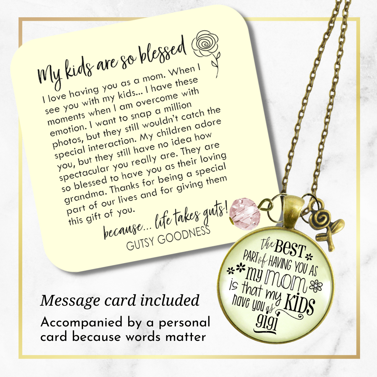 Gutsy Goodness Gigi Necklace Best Part of You Mom Kids Have Grandma Jewelry Gift From Daughter - Gutsy Goodness Handmade Jewelry;Gigi Necklace Best Part Of You Mom Kids Have Grandma Jewelry Gift From Daughter - Gutsy Goodness Handmade Jewelry Gifts