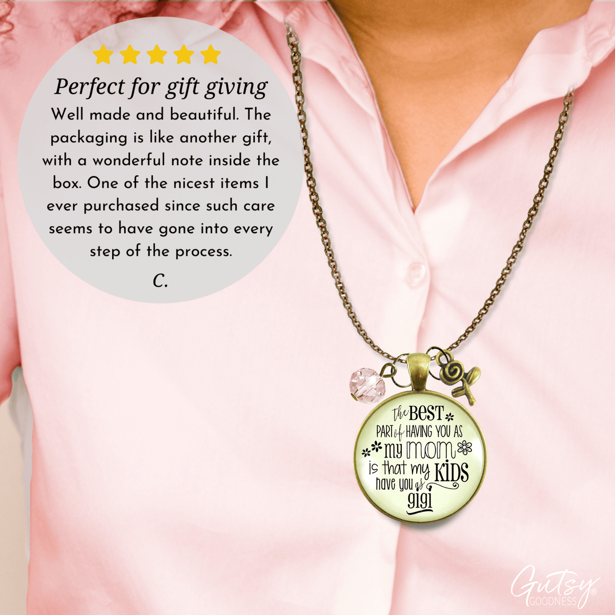 Gutsy Goodness Gigi Necklace Best Part of You Mom Kids Have Grandma Jewelry Gift From Daughter - Gutsy Goodness Handmade Jewelry;Gigi Necklace Best Part Of You Mom Kids Have Grandma Jewelry Gift From Daughter - Gutsy Goodness Handmade Jewelry Gifts